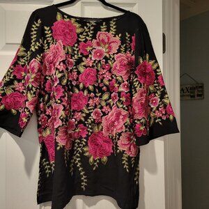 Karen Kane Embroidered Floral Tunic Top
